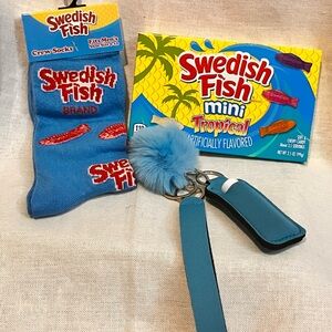 Nostalgic Swedish Fish Blue Crew Socks Bundle